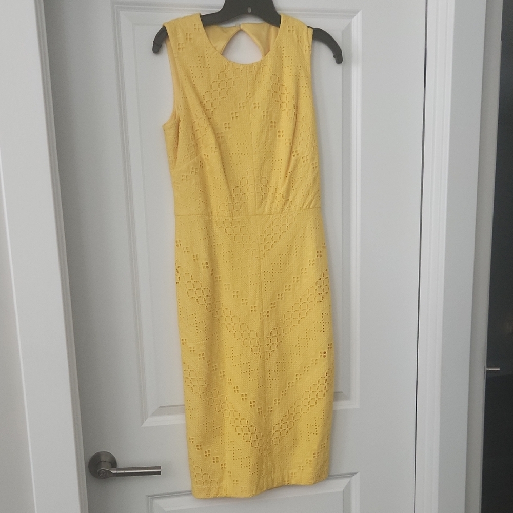 Maggy London Yellow Lace Midi Dress